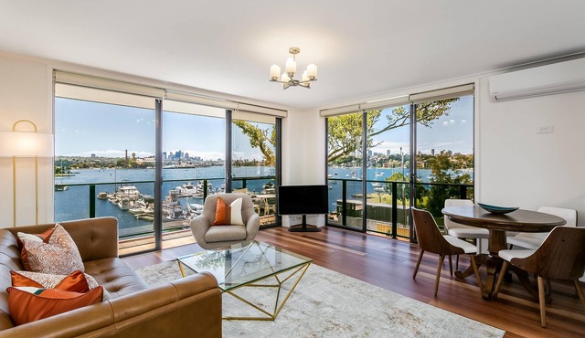 Drummoyne- STG38 St Georges Crescent - Waterfront 2BR Apartment with Harbour Views, Pool Entertaining Area Near Birkenhead Point