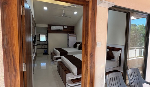 family room with garden view